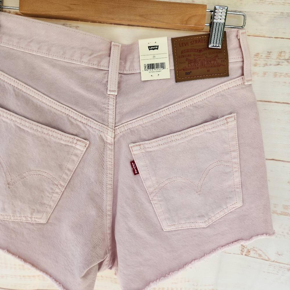 Levi's 501 Mauve Pink Denim Shorts - Picture 8 of 13